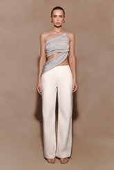 Corah Lurex Drape Knit Top - Silver
